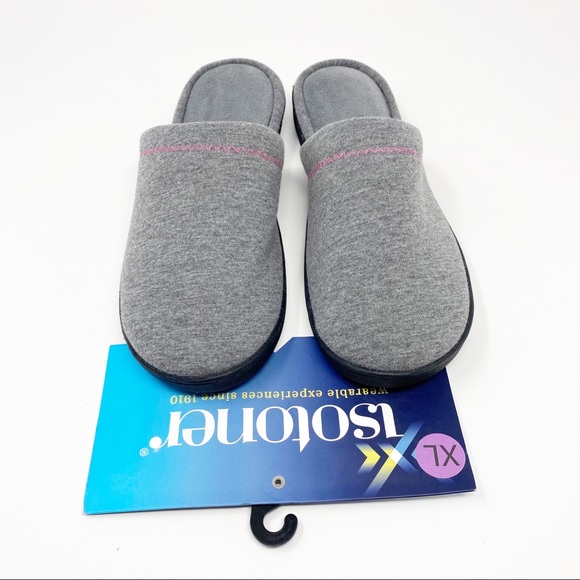 *SOLD* ISOTONER Gray Jersey Memory-Foam Slippers - Picture 6 of 11
